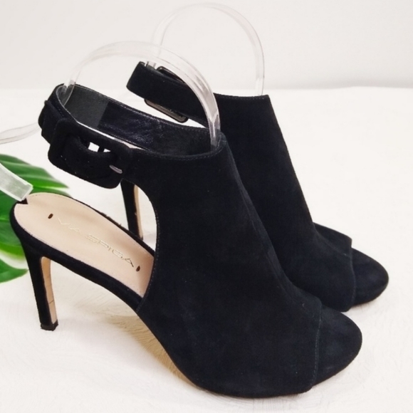 Via Spiga Shoes - Via Spiga Suede Ankle Strap Platform Open Bootie